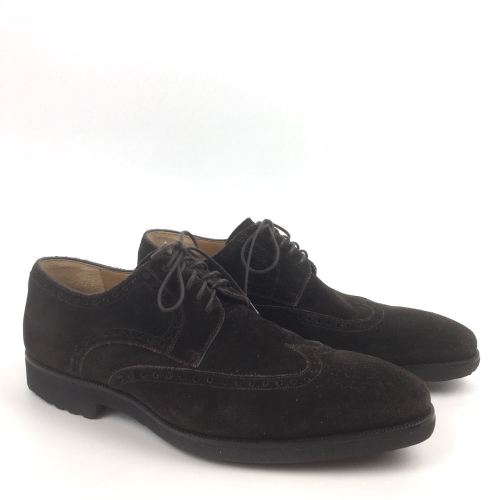 Magnanni brown suede wingtip oxford dress shoe